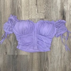 Off shoulder purple crop top